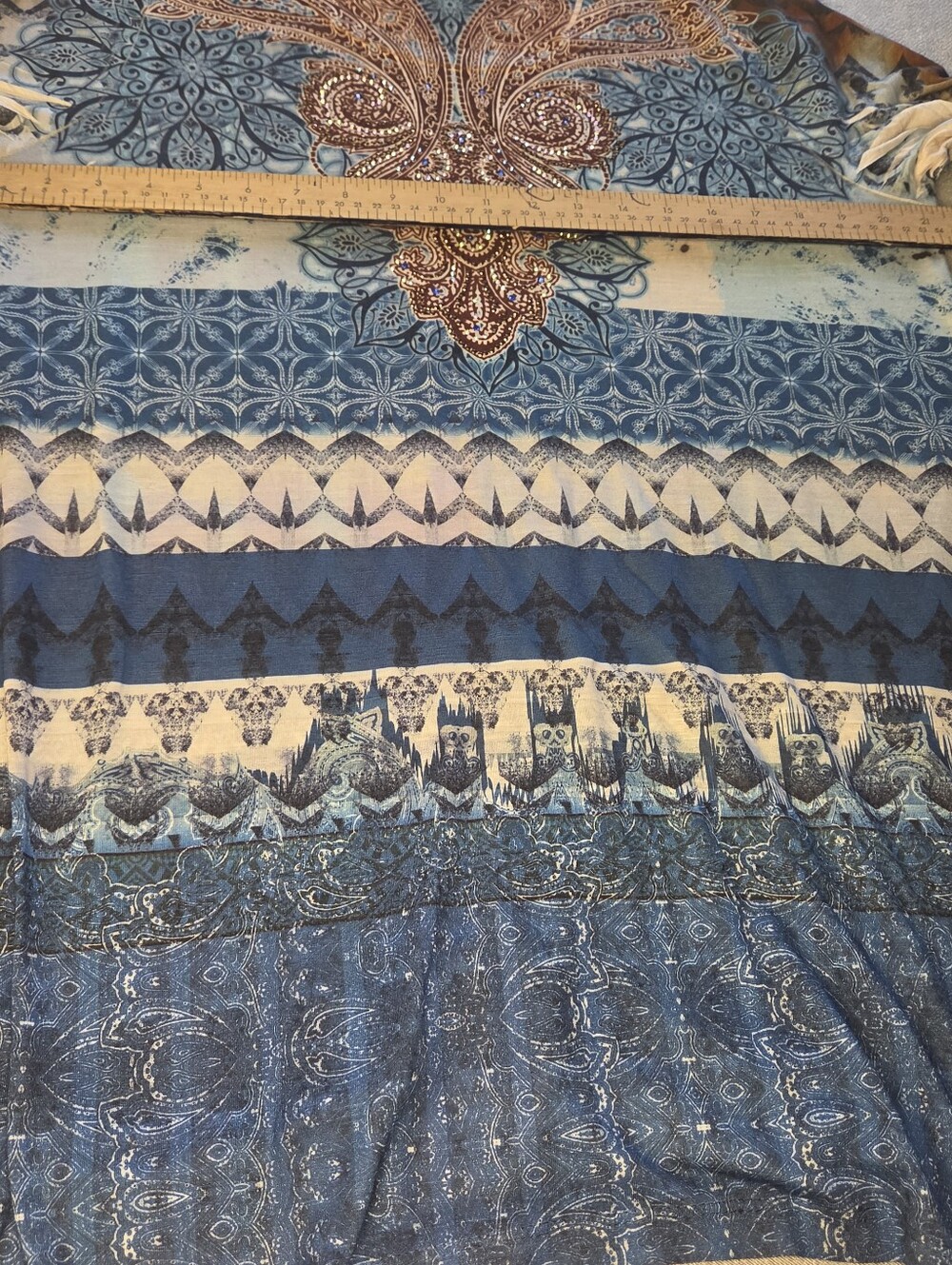 One World XL Blue Patterned Paisley Tunic Top - Picture 3 of 9